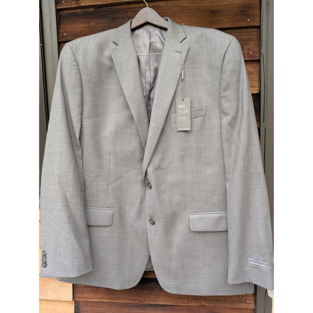 Michael Kors $450 Light Gray Wool Suit Jacket Blazer Size 48L Classic Sport